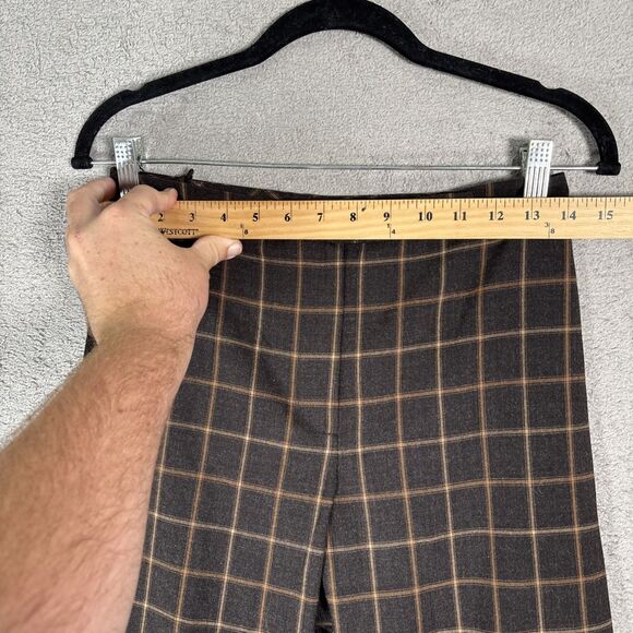 Womens Size Small Brown Plaid Pants Wide Leg Flare Dark Academia Heritage Basics - Picture 5 of 11